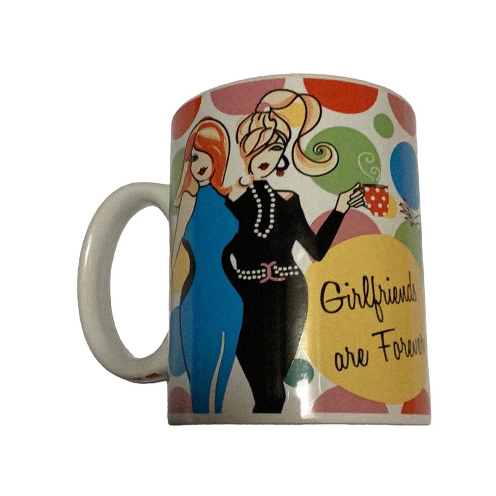 Delish Girlfriends Are‎ Forever Colorful Curvy Redhead & Blonde Ponytail Mug